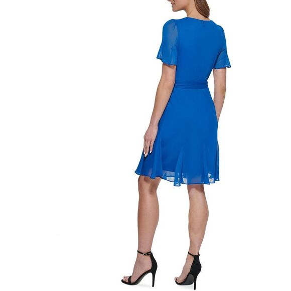 DKNY Womens Blue Knee-Length Cocktail Formal Fit & Flare Dress Imperfections - Picture 2 of 3